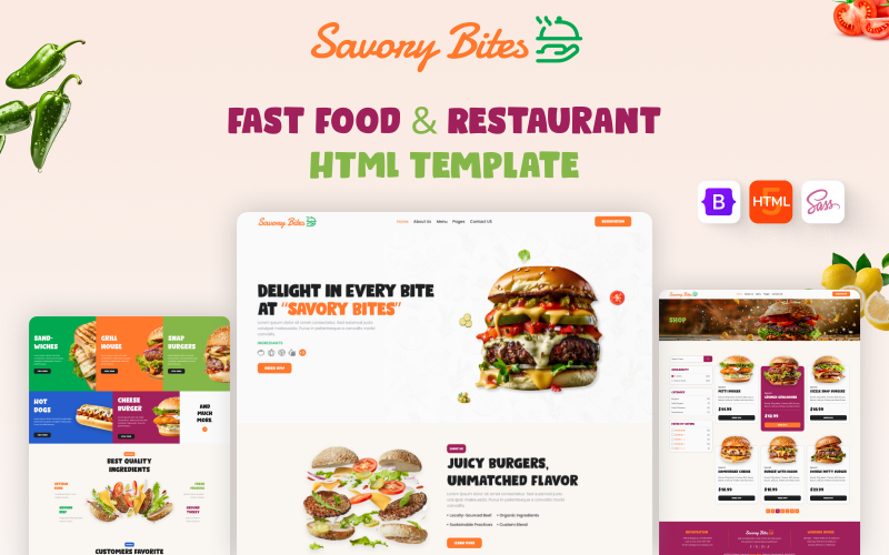 Savory Bites - Fast Food and Restaurant HTML Website Template Savory Bites - Fast Food and Restaurant HTML Website Template