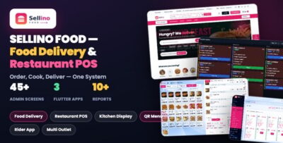 Sellino Food - Multi-Restaurant Food Delivery & POS with Customer, Restaurant & Rider Flutter Apps