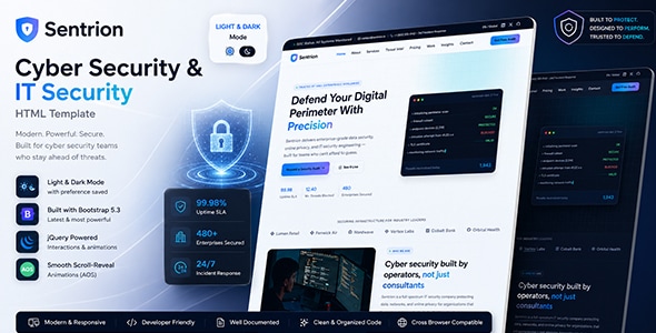 Sentrion - Cyber Security & IT Security HTML Template Sentrion - Cyber Security & IT Security HTML Template