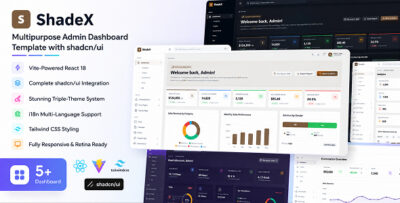 ShadeX – Multipurpose Admin Dashboard Template with shadcn/ui