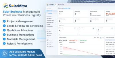 SolarMitra - Solar Business Management Platform | W3CMS Laravel Module