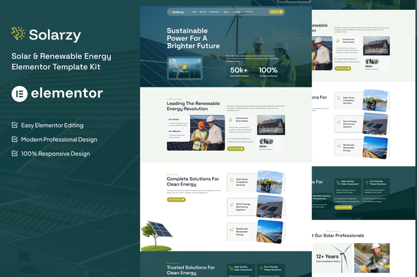 Solarzy - Solar & Renewable Energy Elementor Template Kit Solarzy - Solar & Renewable Energy Elementor Template Kit