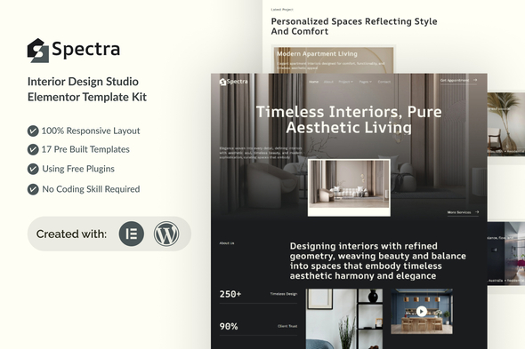 Spectra - Interior Design Studio Elementor Template Kit Spectra - Interior Design Studio Elementor Template Kit
