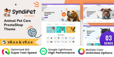 Syndipet - Animal Pet Care and Pet Food Store PrestaShop Theme