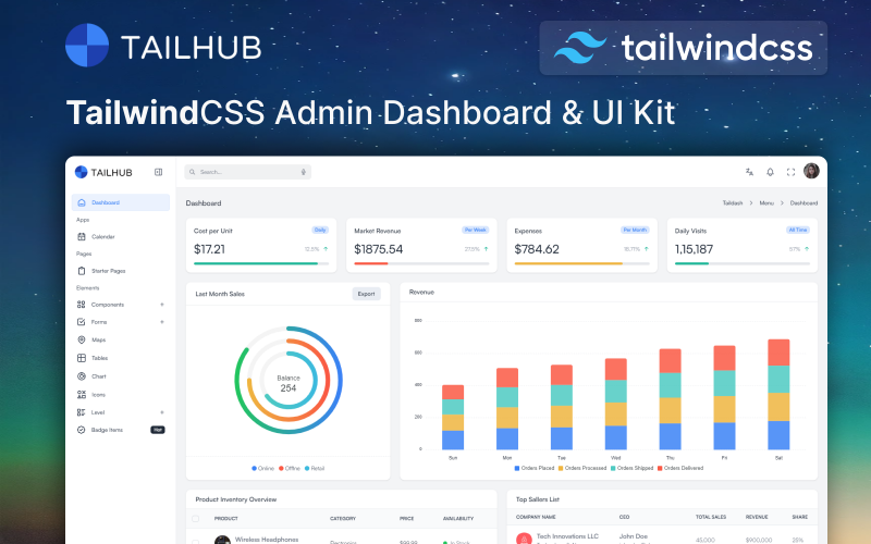 Tailhub - Tailwind CSS 3 Admin & Dashboard Template Tailhub - Tailwind CSS 3 Admin & Dashboard Template
