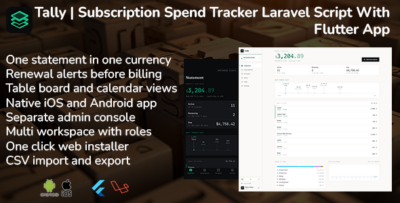 Tally | Subscription Spend Tracker Laravel Script With Flutter App