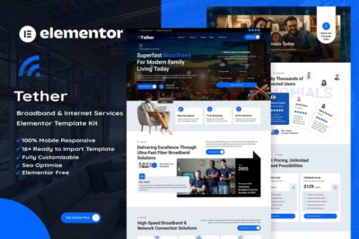 Tether - Broadband & Internet Services Elementor Template Kit