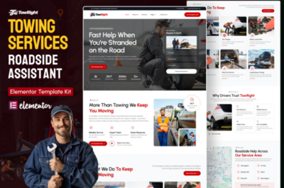 TowRight - Towing Services & Roadside Assistance Elementor Template Kit