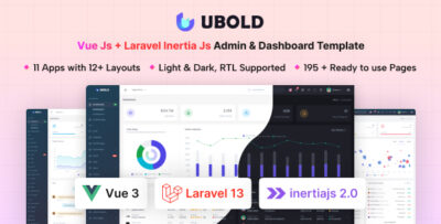 UBold - Vue + Laravel Inertia Js Tailwind CSS Admin Dashboard Template