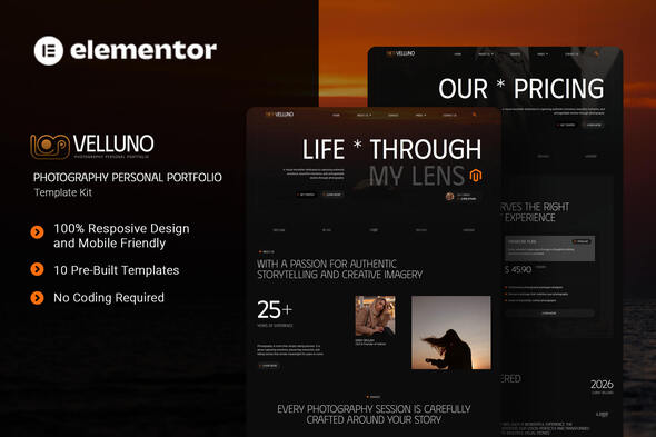 Velluno - Photography Personal Portfolio Elementor Template Kit Velluno - Photography Personal Portfolio Elementor Template Kit