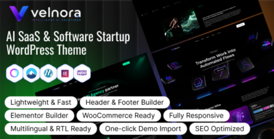 Velnora – AI SaaS & Software Startup WordPress Theme