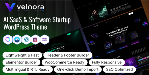 Velnora – AI SaaS & Software Startup WordPress Theme Velnora – AI SaaS & Software Startup WordPress Theme