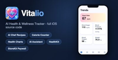 Vitalio | Health and Wellness Tracker Template With AI Recipes and Charts - SwiftUI