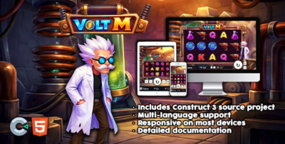 Volt M | Construct 3 | HTML5 Slot Game with Node.js Backend