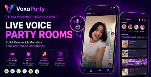 VoxaParty – Audio Party Room, Live Streaming & Voice Chat App with Admin Panel VoxaParty – Audio Party Room, Live Streaming & Voice Chat App with Admin Panel
