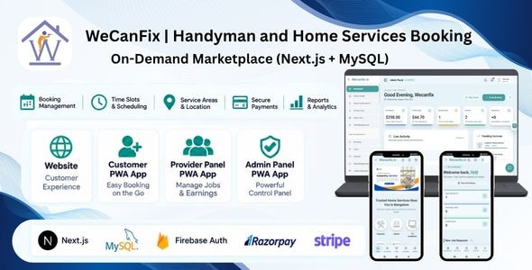 WeCanFix | Handyman Service Booking and On-Demand Marketplace (Next.js + MySQL) WeCanFix | Handyman Service Booking and On-Demand Marketplace (Next.js + MySQL)