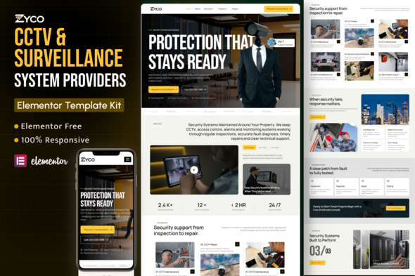 Zyco - CCTV & Security System Elementor Template Kit Zyco - CCTV & Security System Elementor Template Kit