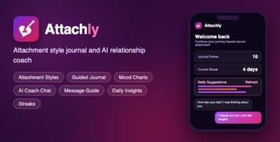 Attachly | Attachment Style Journal With AI Coach, Mood Charts and Guided Journaling - React