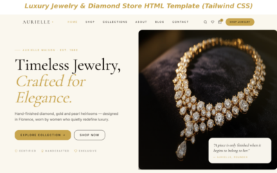 Aurielle - Luxury Jewelry & Diamond Store HTML Template (Tailwind CSS)