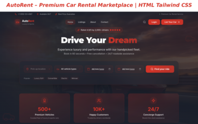 AutoRent - Premium Car Rental Marketplace | HTML Tailwind CSS Theme
