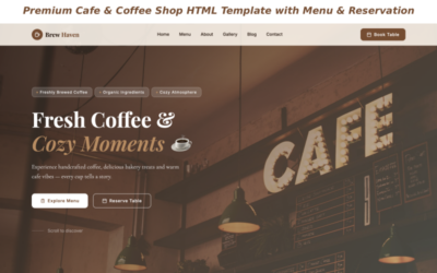 Brew Haven – Premium Cafe & Coffee Shop HTML Template with Menu & Reservation