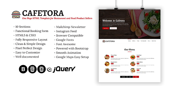 Cafetora - One Page HTML Template for Cafe, Restaurants and Food Seller Cafetora - One Page HTML Template for Cafe, Restaurants and Food Seller