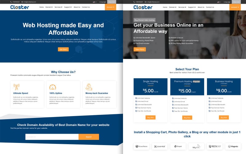Closter WHMCS and HTML Template Closter WHMCS and HTML Template