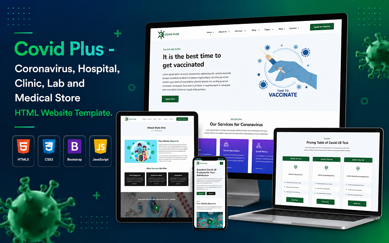 Covid Plus - Coronavirus, Hospital, Clinic, Lab and Medical Store HTML Website Template Covid Plus - Coronavirus, Hospital, Clinic, Lab and Medical Store HTML Website Template