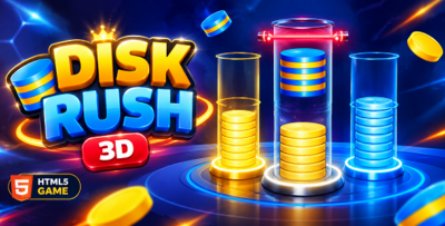 Disk Rush 3D | HTML5 Disk Stacking Arcade Game