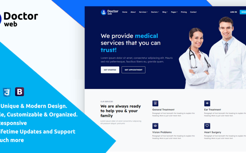 Doctorweb - Clinic & Hospital Management Bootstrap Website template Doctorweb - Clinic & Hospital Management Bootstrap Website template