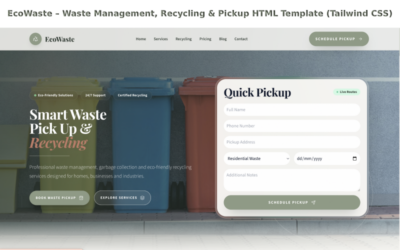 EcoWaste - Waste Management, Recycling & Pickup HTML Template (Tailwind CSS)
