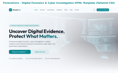 ForensiCore – Digital Forensics & Cyber Investigation HTML Template (Tailwind CSS)