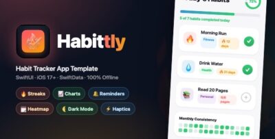 Habbitly | Habit Tracker App with Streaks, Charts, Heatmap & Local Reminders — SwiftUI iOS 17