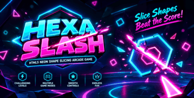 Hexa Slash | HTML5 Neon Shape Slicing Arcade Game