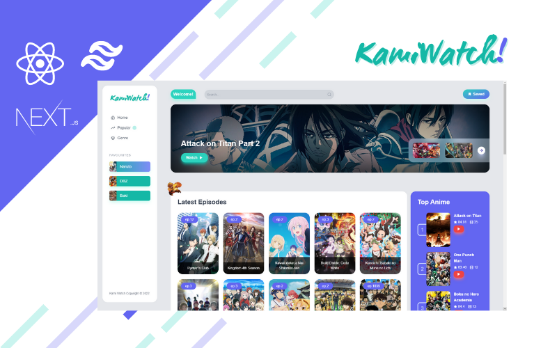 KamiWatch - React Anime Streaming Template + NextJS + TailwindCSS KamiWatch - React Anime Streaming Template + NextJS + TailwindCSS