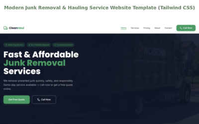 Modern Junk Removal & Hauling Service Website Template (Tailwind CSS)