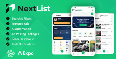 NextList | Post and Buy - Classified Ads Marketplace React Native App