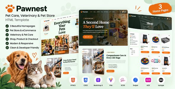 Pawnest | Pet Care, Veterinary and Pet Store HTML Template Pawnest | Pet Care, Veterinary and Pet Store HTML Template