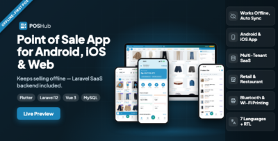 POSHub | Offline-First POS Flutter App for Retail & Restaurant with Laravel SaaS Backend