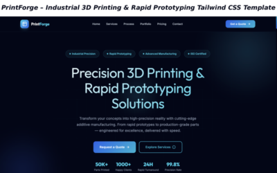 PrintForge – Industrial 3D Printing & Rapid Prototyping Tailwind CSS HTML Template