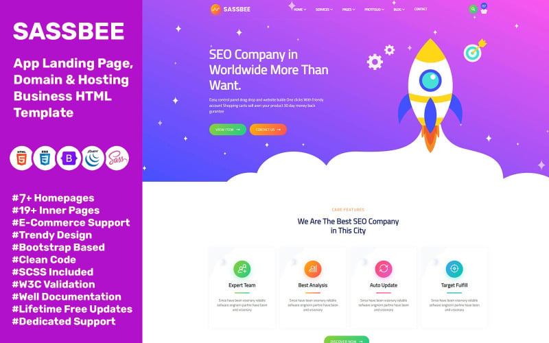 Sassbee - Apps, Software, Domain Hosting HTML Template Sassbee - Apps, Software, Domain Hosting HTML Template