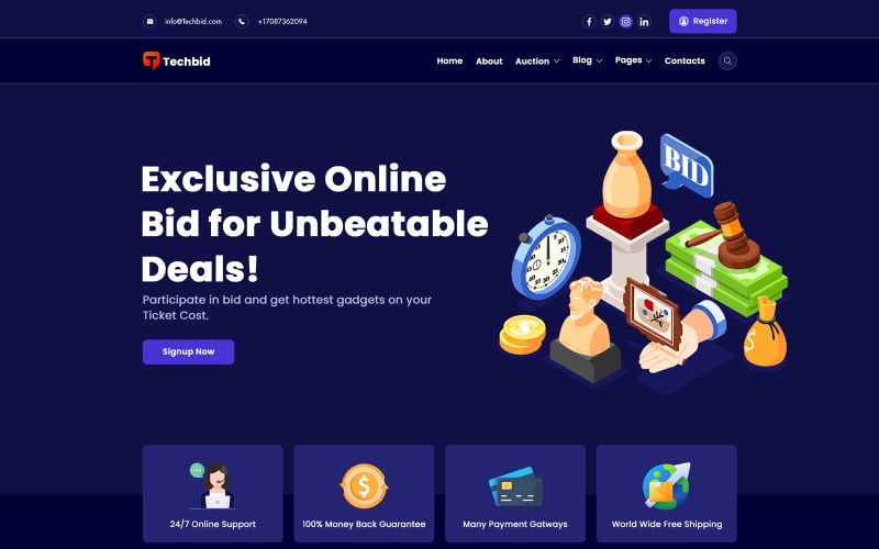Techbid - Bid And Auction HTML Template Techbid - Bid And Auction HTML Template
