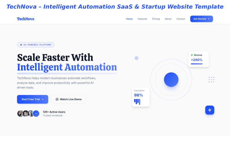 TechNova – Intelligent Automation SaaS & Startup Website Template TechNova – Intelligent Automation SaaS & Startup Website Template
