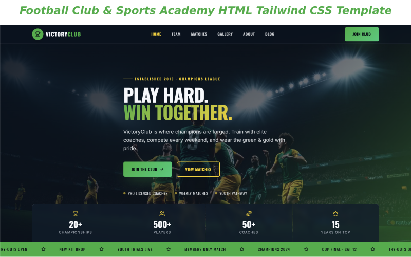 VictoryClub – Football Club & Sports Academy HTML Tailwind CSS Template VictoryClub – Football Club & Sports Academy HTML Tailwind CSS Template