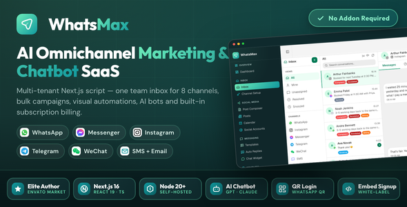 WhatsMax | AI Omnichannel Marketing, Automation and Chatbot SaaS NodeJS Script WhatsMax | AI Omnichannel Marketing, Automation and Chatbot SaaS NodeJS Script