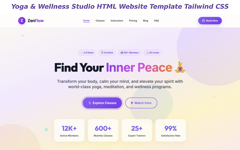 Yoga & Wellness Studio HTML Website Template Tailwind CSS Yoga & Wellness Studio HTML Website Template Tailwind CSS