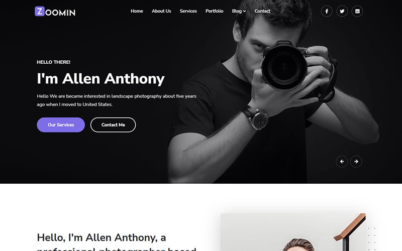 Zoomin - Photography Portfolio Website Template Zoomin - Photography Portfolio Website Template